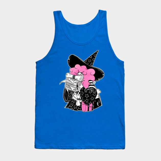 The Bookworm Witch - Bubblegum Hair Tank Top by KPrimeArt